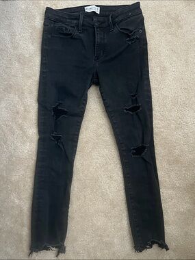 Abercrombie & Fitch Black Distressed Super Skinny Ankle Jeans
